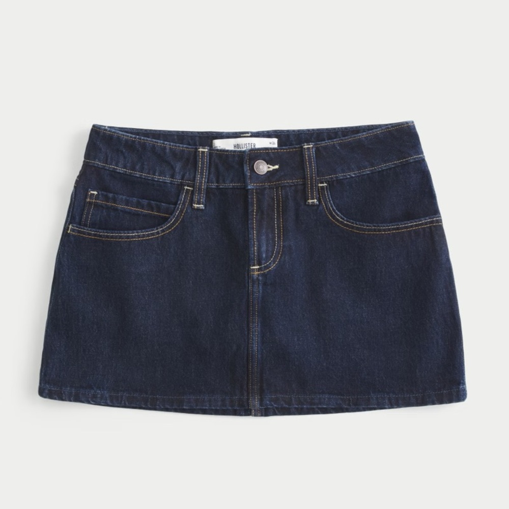 Hollister Denim Mini Skort Size 16 W33 Dark Wash Y2K Low Rise Jean Skirt